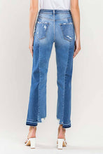 Load image into Gallery viewer, SUPER HIGH RISE CROP CONTRAST PANEL STRAIGHT JEANS
