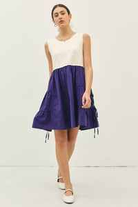 idem ditto - TIERED RUFFLE SKIRT WITH BOW DETAIL CONTRAST MINI DRESS