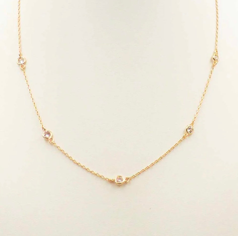 Gold Chain with Small Glass Crystal Stones 16