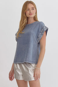 Denim and Pearls Top