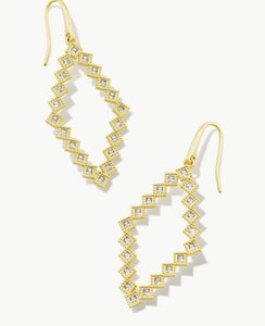 Kinsley Gold Open Frame Earrings in White Crystal