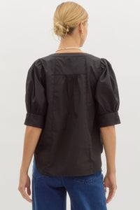 Bethany Band Collar Top