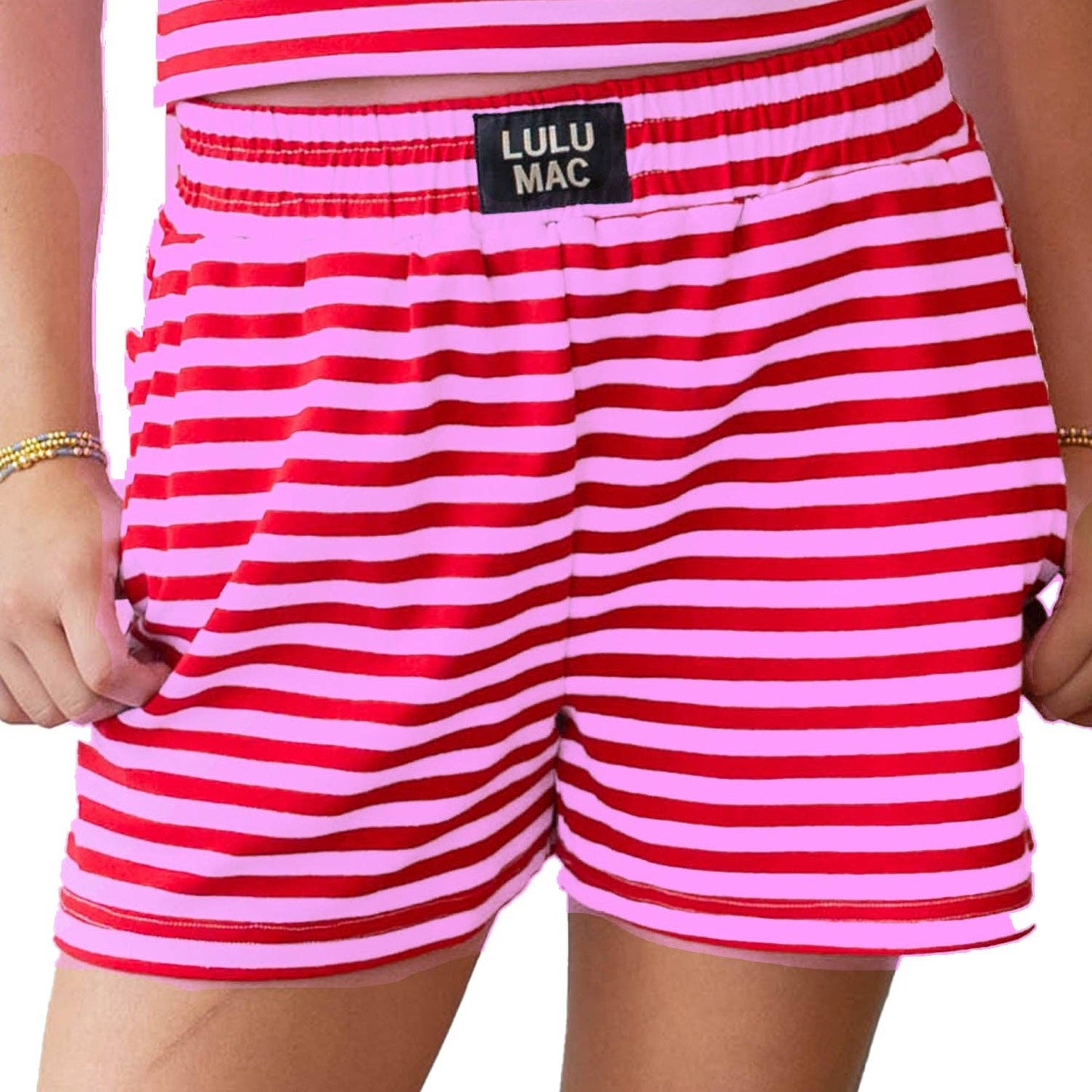 Lulu Mac Stripe Short-RED/PINK