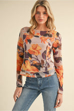 Load image into Gallery viewer, Floral Mesh Top-Taupe
