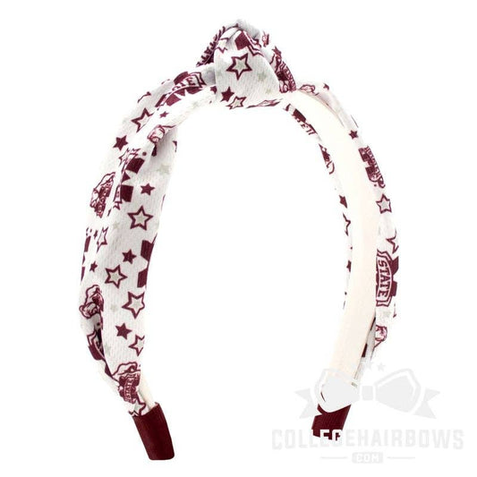 Mississippi State Logo Ripple-Textured Knot Wrap Headband