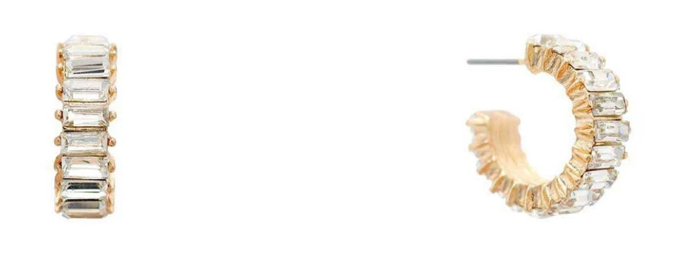 Clear Stone Baguette Huggie .75