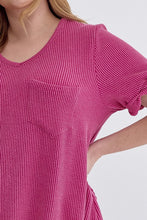 Load image into Gallery viewer, Curvy Ribbed Rolled Sleeve Top
