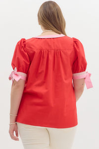 Curvy bow tie top
