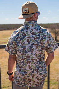 BURLEBO - Cotton Twill Button Up - Driftwood Camo