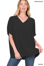 Load image into Gallery viewer, WOVEN AIRFLOW V-NECK DOLMAN SHORT SLEEVE TOP
