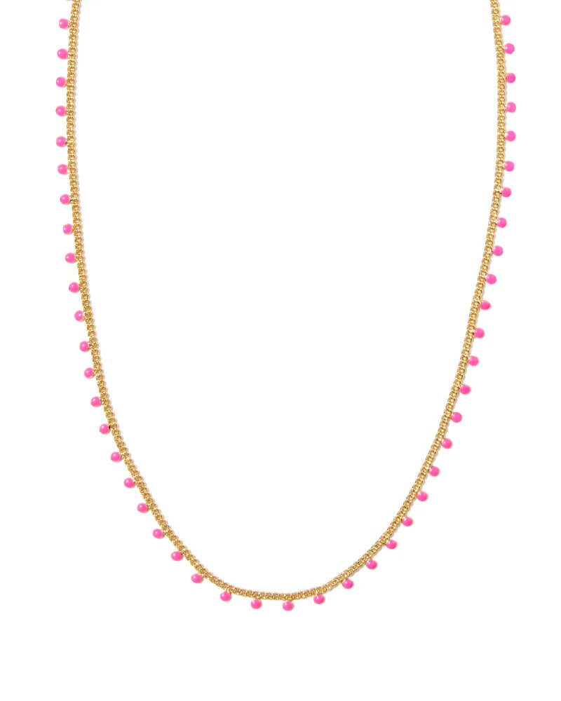 Kelsey Gold Strand Necklace in Pink Enamel