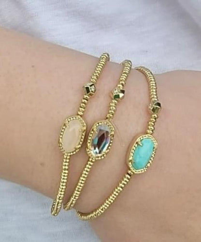 Grayson Gold Stretch Bracelet in Light Blue Magnesite