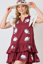 Load image into Gallery viewer, Football Sequins Embroidery Color Block Dress
