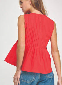 Detail Date Pintuck Tie Top
