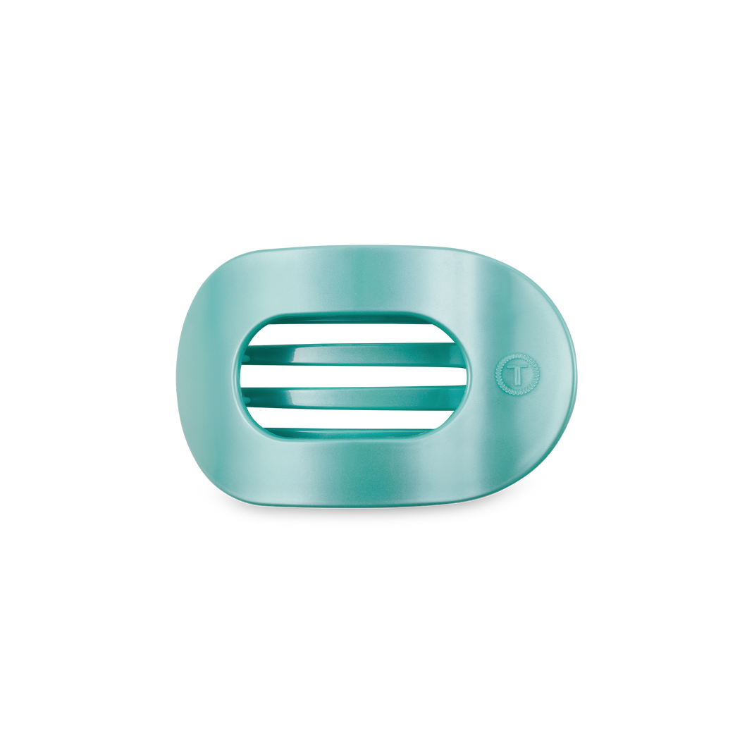 TELETIES - Round Flat Hair Clip | Small | Totally Turquoise