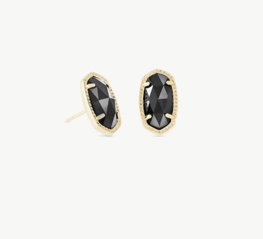 Ellie Gold Stud Earrings in Black