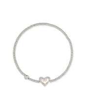 Load image into Gallery viewer, Ari Heart Silver Stretch Bracelet in Dichroic Glass
