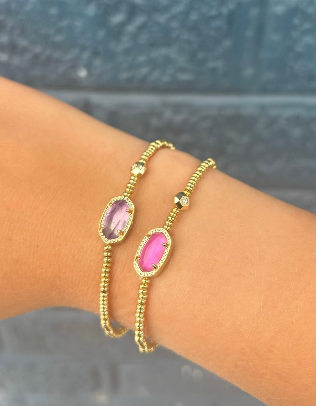 Grayson Gold Stretch Bracelet in Azalea Illusion