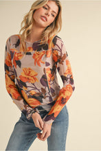 Load image into Gallery viewer, Floral Mesh Top-Taupe
