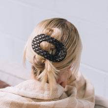 Load image into Gallery viewer, TELETIES - Flat Round Hair Clip | Large | Truly Taupe Quilted
