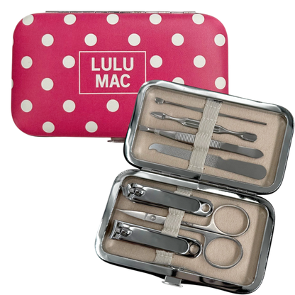 Lulu Mac Hot Pink/White Dot Manicure Set