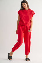 Load image into Gallery viewer, Offset French Terry Cap Sleeve Top
