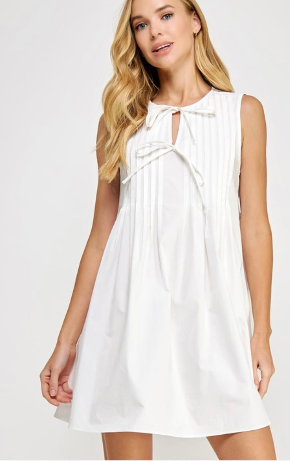 Pin-Tuck Detail Mini Dress
