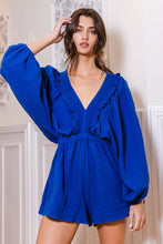 Load image into Gallery viewer, Adeline V-neck Ruffled Solid Woven Romper
