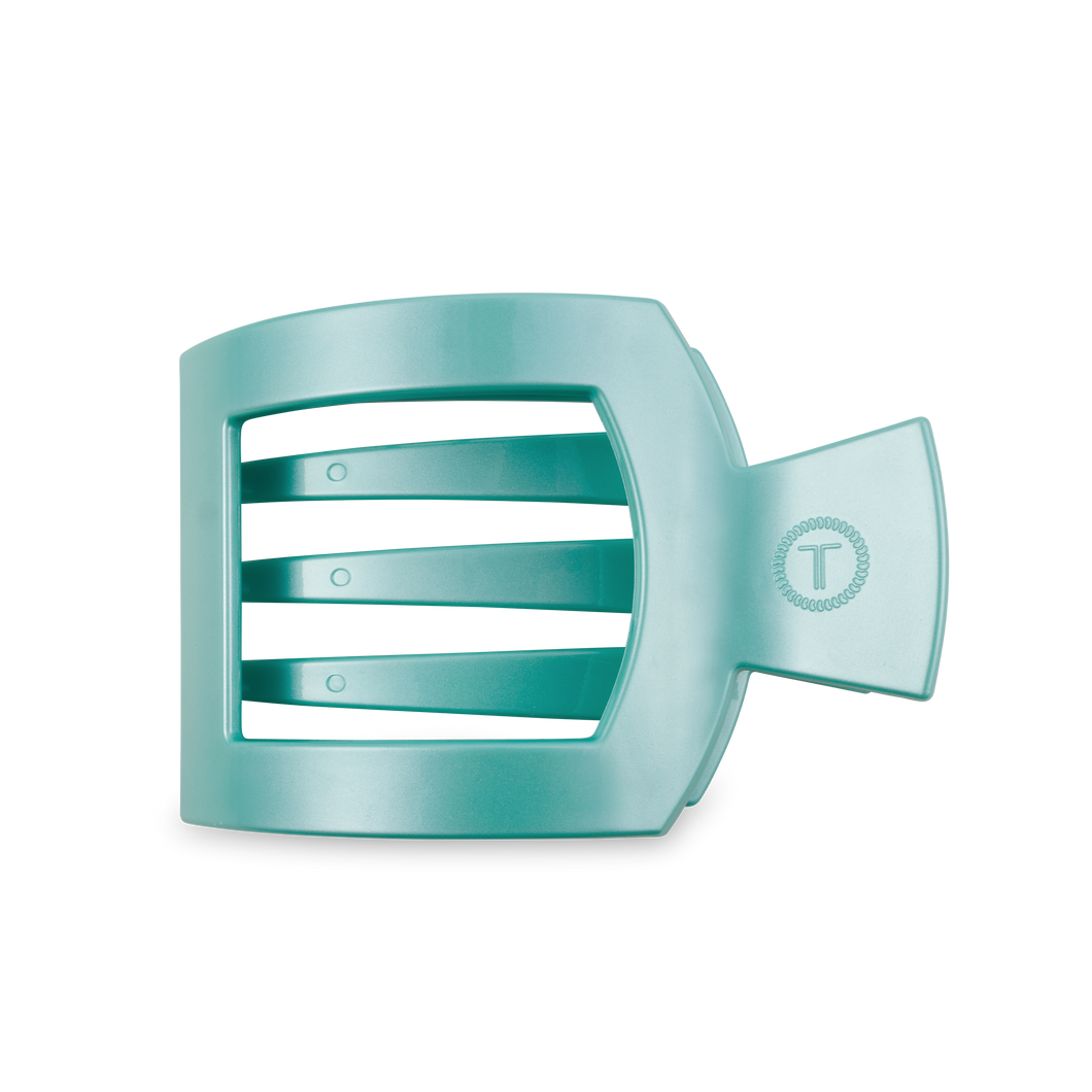 TELETIES - Square Flat Hair Clip | Large | Totally Turquoise