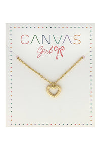 Canvas Style - Clementine Open Heart Children's Necklace in Worn Gold