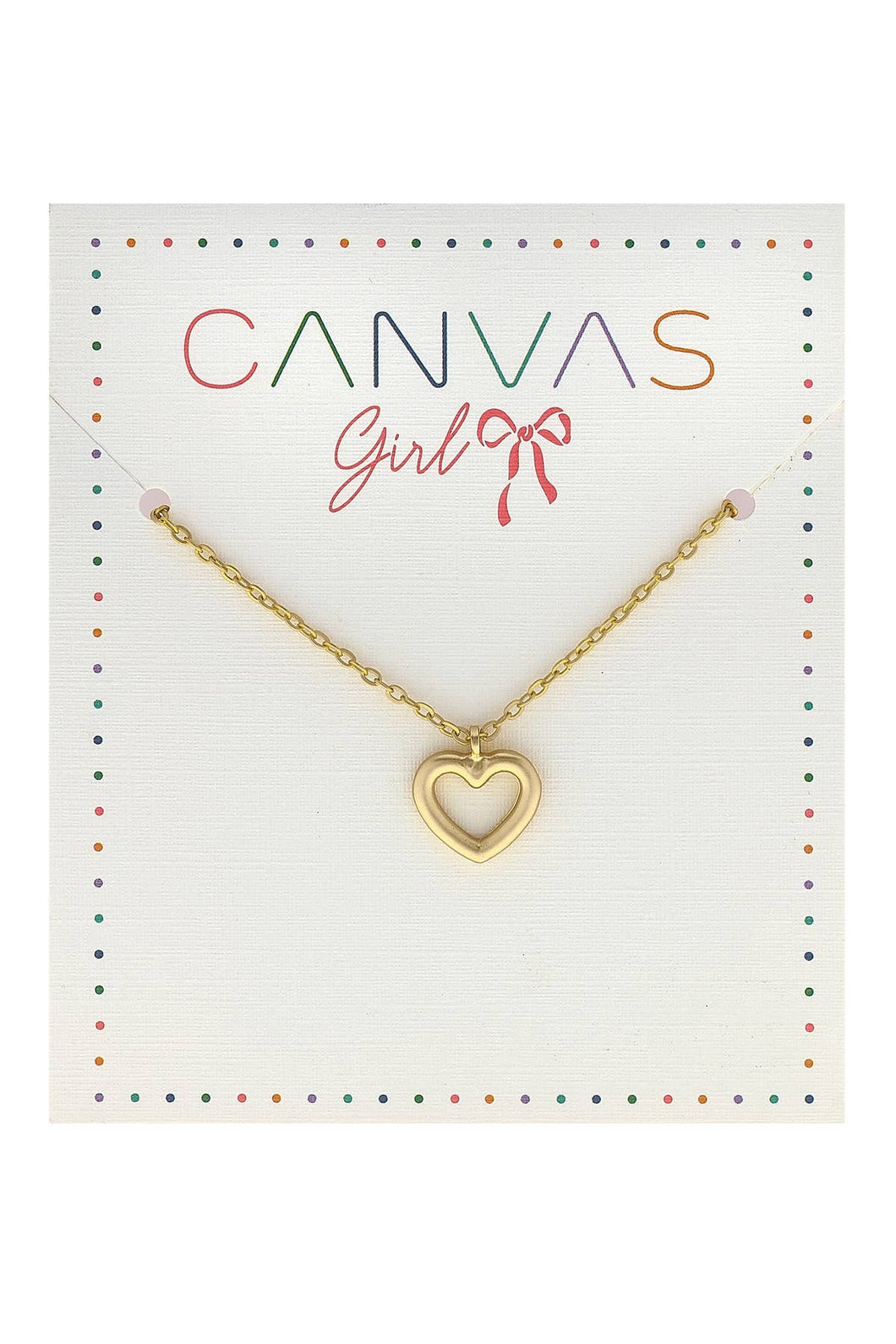Canvas Style - Clementine Open Heart Children's Necklace in Worn Gold