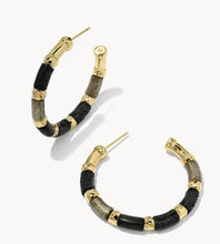 Load image into Gallery viewer, Gigi Gold Hoop Earrings in Black Mix
