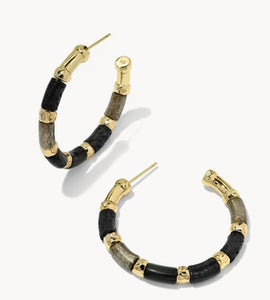 Gigi Gold Hoop Earrings in Black Mix