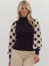 Load image into Gallery viewer, Mock Neck Sweater with Crochet Floral Overlay Long Sleeve
