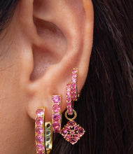 Load image into Gallery viewer, Dira Convertible Gold Crystal Huggie Earrings in Pink Mix
