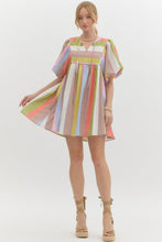 Load image into Gallery viewer, Rainbow Bubble Sleeve Babydoll Dress
