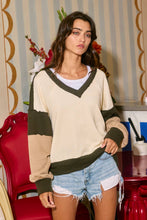 Load image into Gallery viewer, BUCKETLIST - T2700 Contrast Detailing V-neck Sweatshirt
