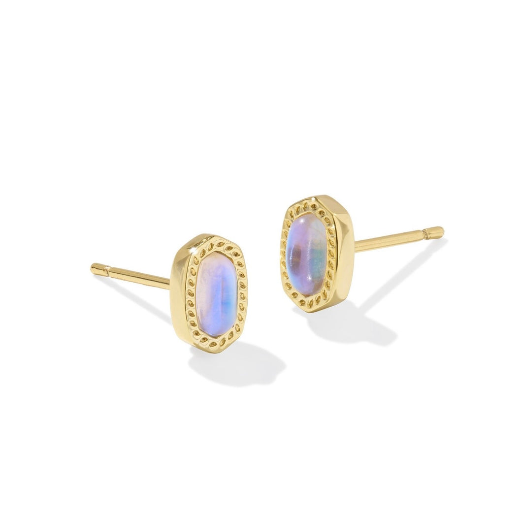 Mini Ellie Gold Stud Earrings in Dichloric Glass