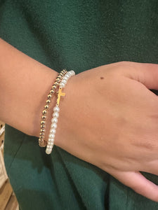 Pearl Cross Gold Stack
