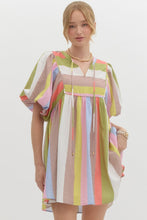 Load image into Gallery viewer, Rainbow Bubble Sleeve Babydoll Dress
