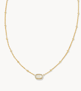 Mini Elisa Gold Satellite Short Pendant Necklace in Ivory Mother of Pearl