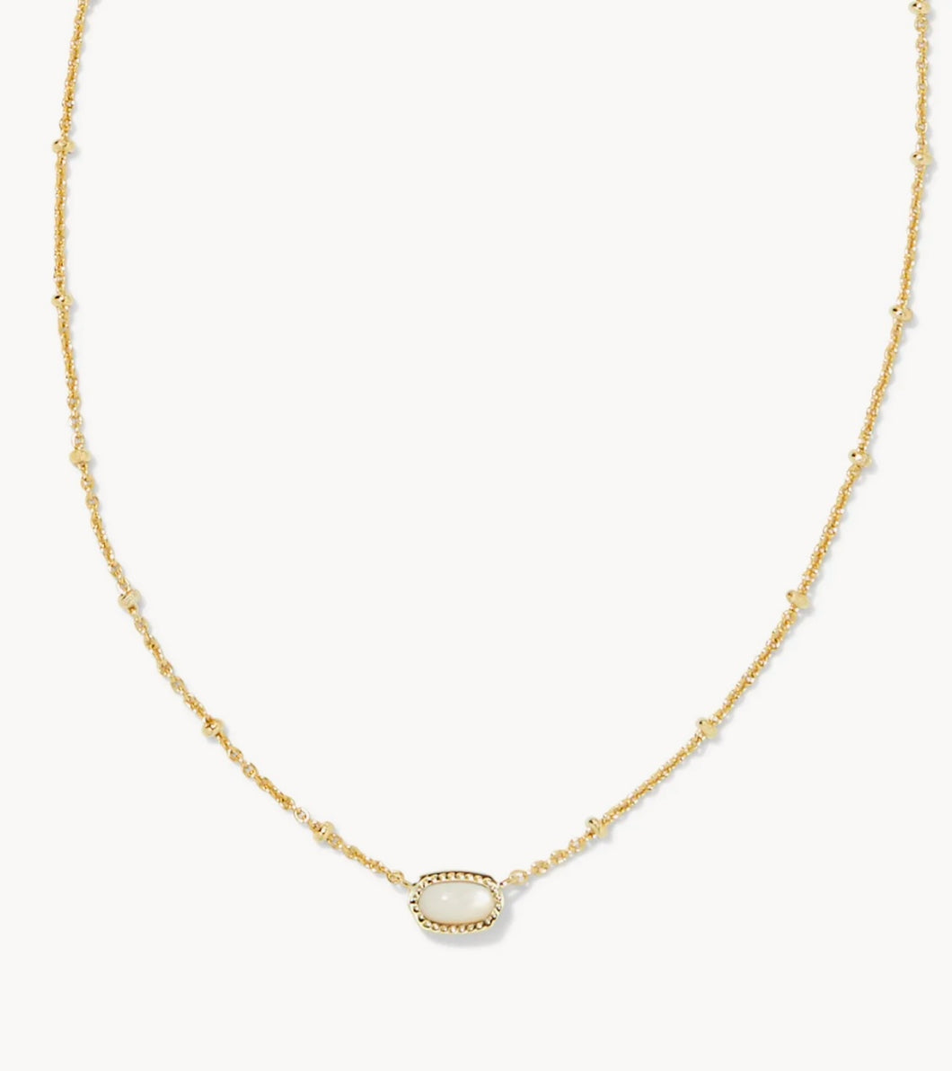 Mini Elisa Gold Satellite Short Pendant Necklace in Ivory Mother of Pearl