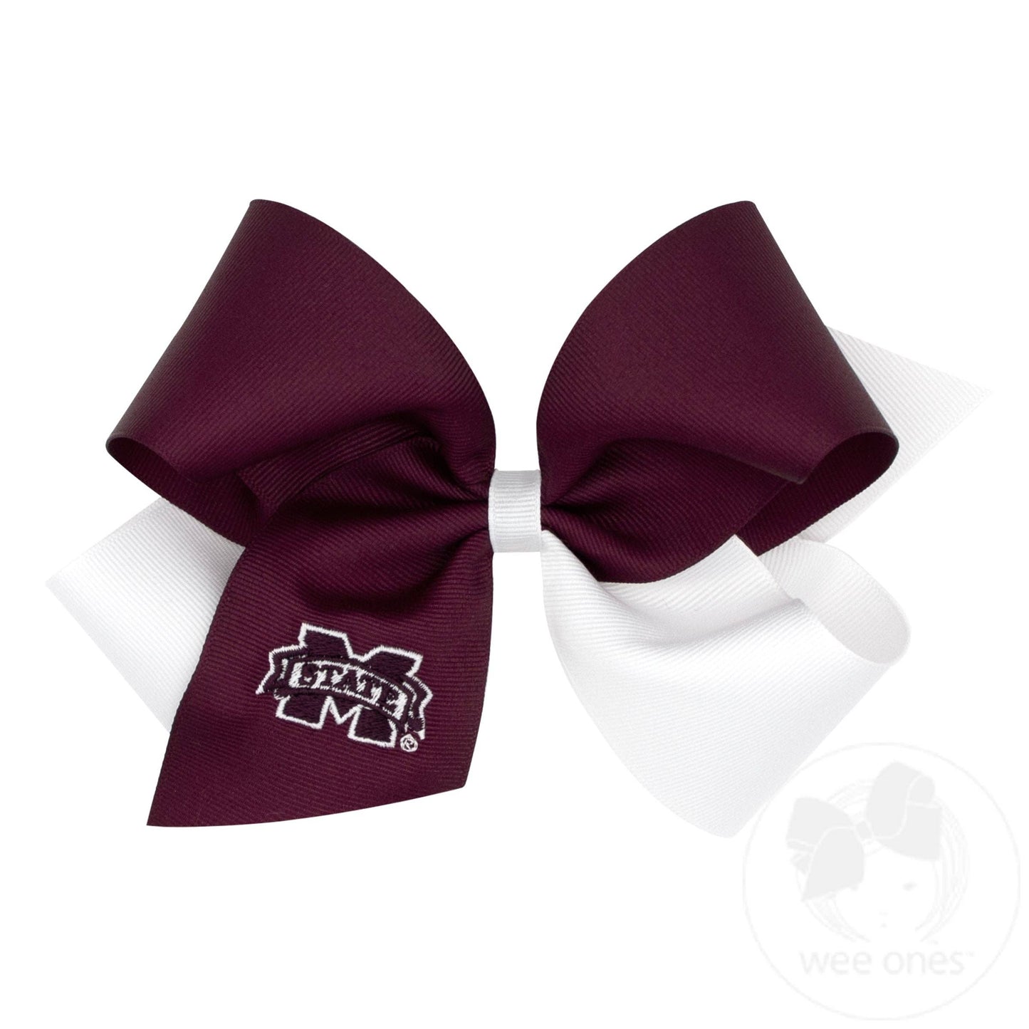 Mississippi State King Two-tone Hair Bow with Embroidery