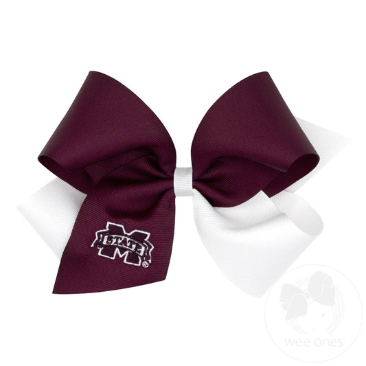 Mississippi State King Two-tone Hair Bow with Embroidery