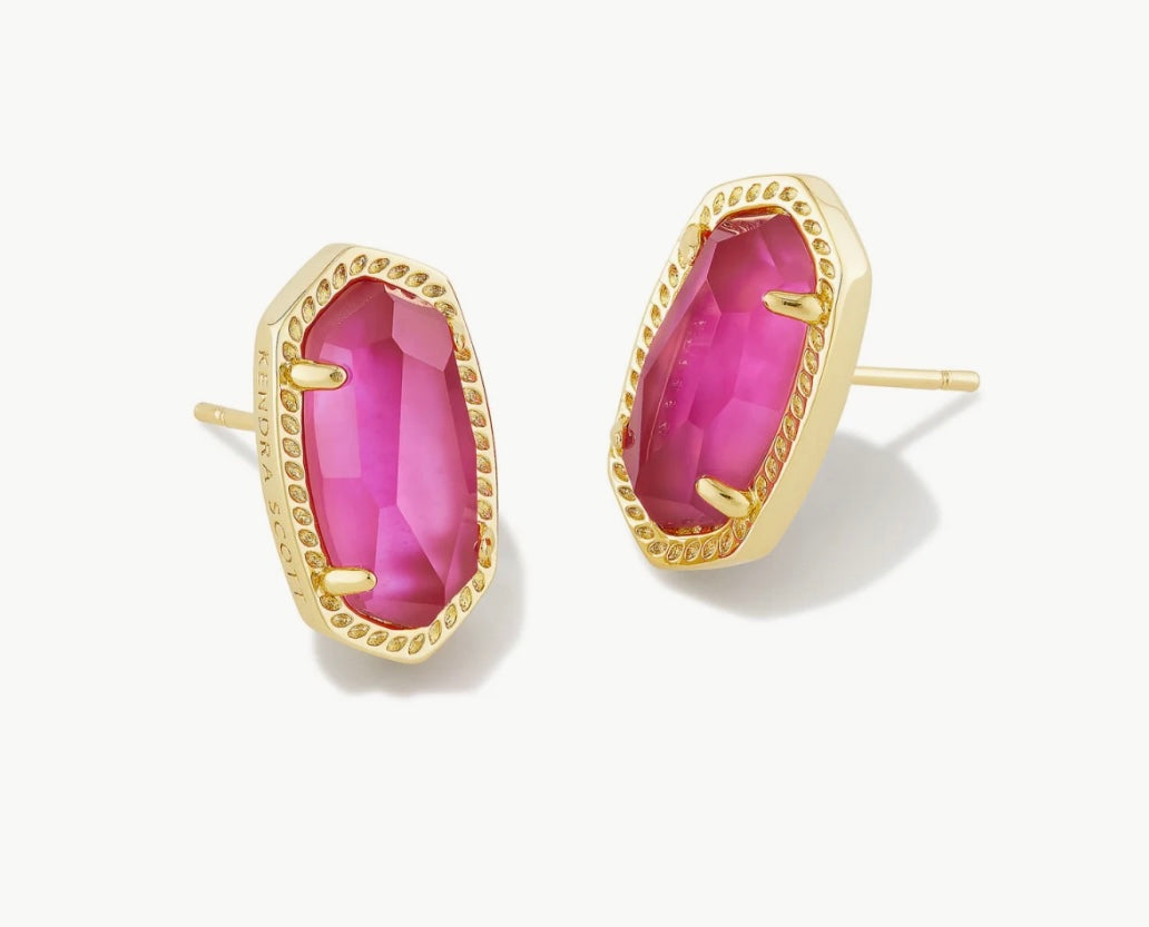 Ellie Gold Stud Earrings in Azalea Illusion