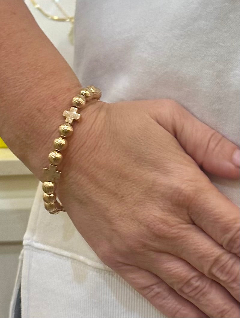 XL gold cross beaded bracelet