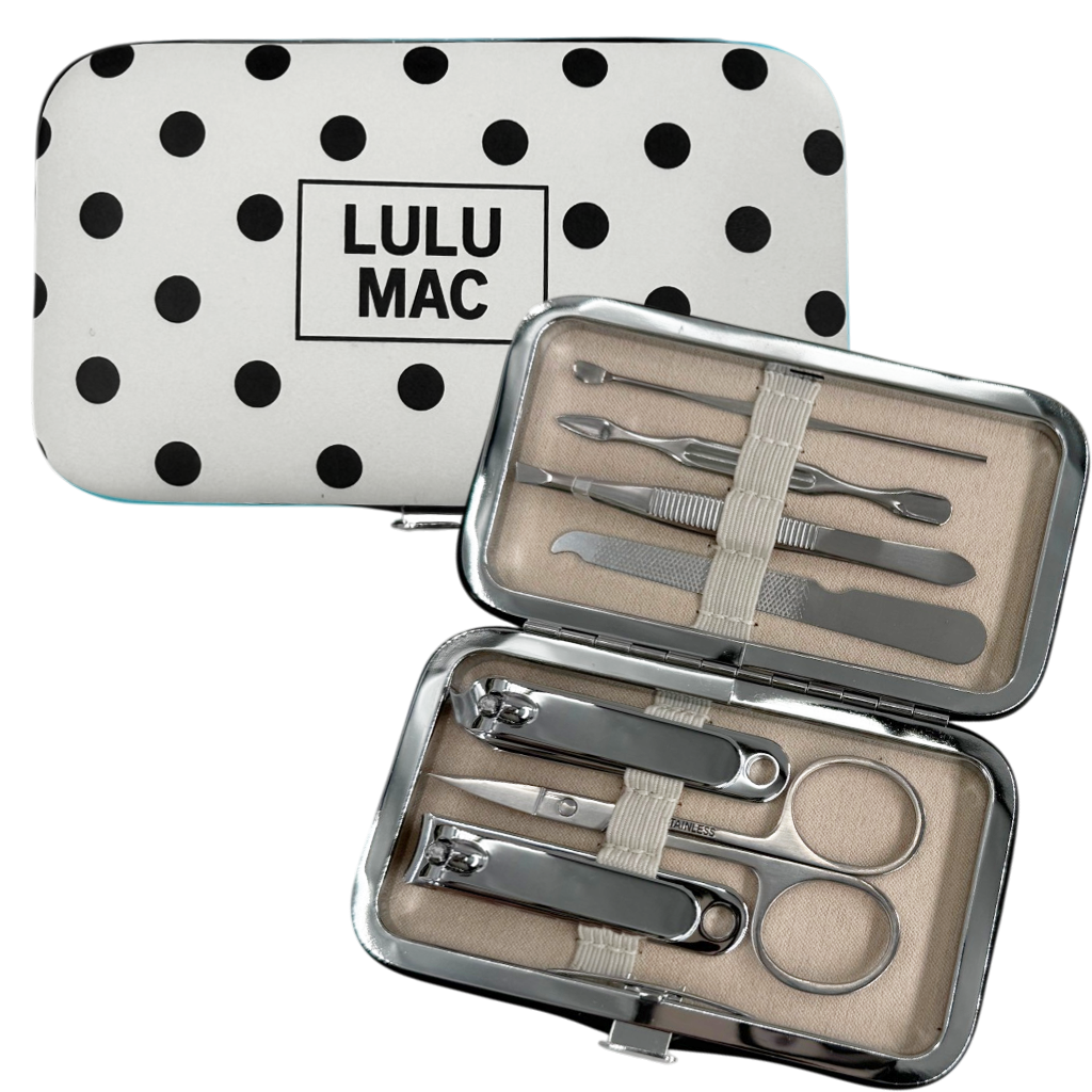 Lulu Mac White/Black Dot Manicure Set