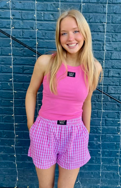 Lulu Mac BXGH-PINK GINGHAM BOXER SHORT