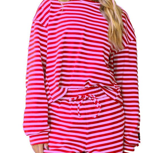Lulu Mac Stripe Long Sleeve Top -RED/PINK