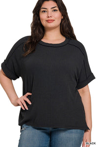 Curvy Simply Basic Corded Top
